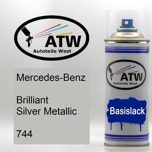 Mercedes-Benz, Brilliant Silver Metallic, 744: 400ml Sprühdose, von ATW Autoteile West.